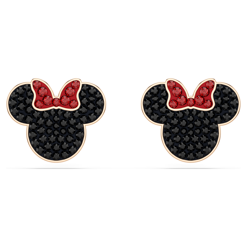 swarovski mickey   minnie stud earrings  multicolored  rose gold tone plated