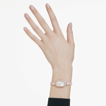 swarovski ساعة dextera، صناعة سويسرية، سوار معدني، لون ذهبي وردي، لمسة نهائية بلون ذهبي وردي