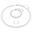 swarovski طقم matrix، لآلئ كريستال، قطع مستدير، لون أبيض، طلاء روديوم