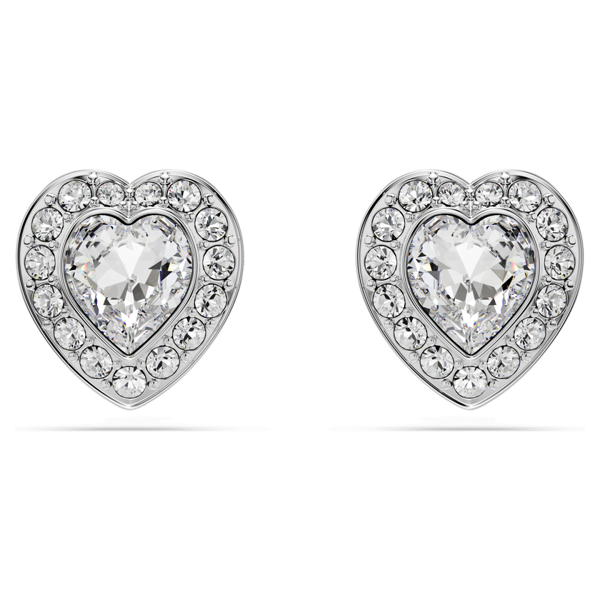 أقراط دبوسية ariana grande x swarovski، قطع متنوع، شكل قلب، لون أبيض، طلاء روديوم
