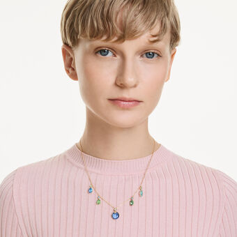 swarovski عقد gema، قطع متنوع، تصميم متدلٍ، ألوان متعددة، طلاء باللون الذهبي