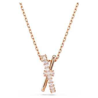 swarovski قلادة hyperbola، قطع متنوع، شكل متداخل، لون أبيض، طلاء باللون الذهبي الوردي