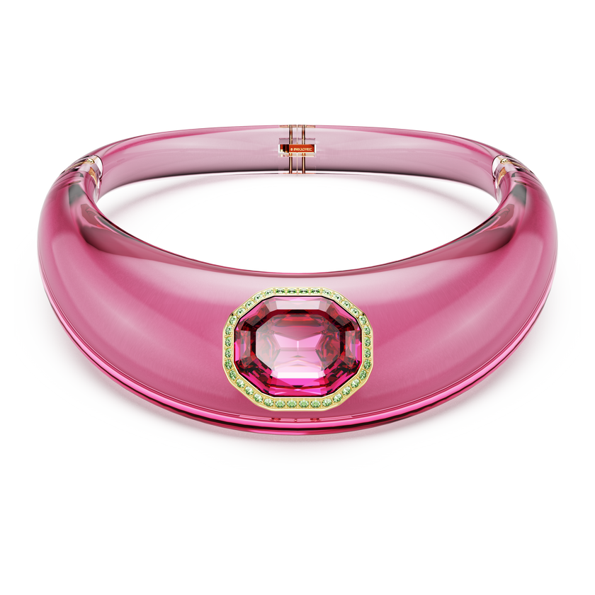 swarovski عقد شوكر dulcis، قطع مثمن، أحجار كريستال صغيرة متراصة، لون وردي، طلاء باللون الذهبي