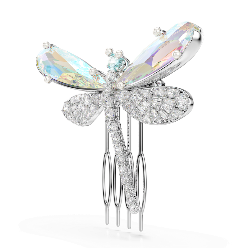 بروش وإكسسوار للشعر ariana grande x swarovski، قطع متنوع، شكل يعسوب، لون أخضر، طلاء روديوم