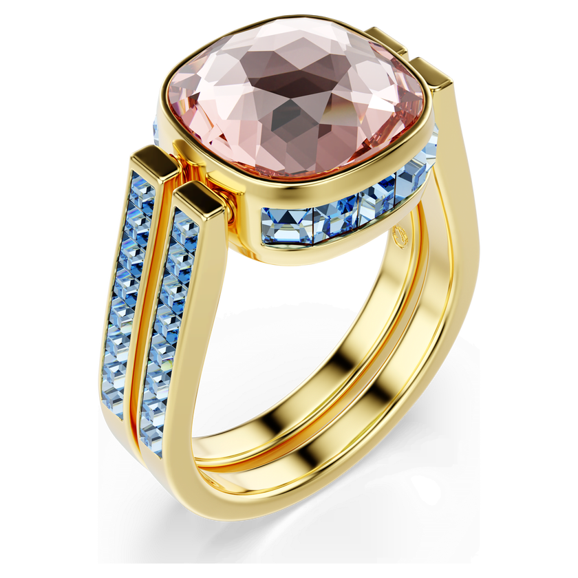 swarovski خاتم chroma، قطع على شكل وسادة، ألوان متعددة، طلاء باللون الذهبي