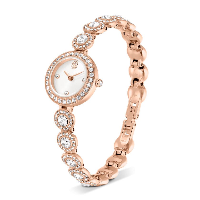 swarovski ساعة una angelic، سوار كريستال، لون ذهبي وردي، لمسة نهائية باللون الذهبي الوردي