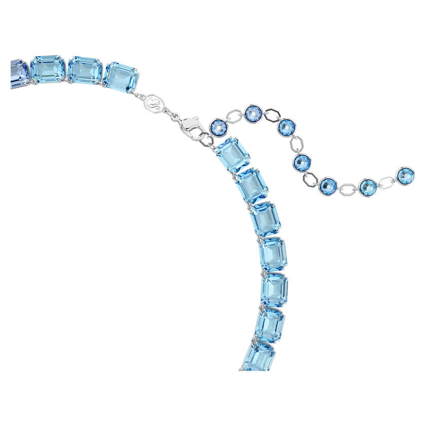 swarovski عقد millenia، قطع مثمن، لون متدرج، لون أزرق، طلاء روديوم