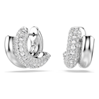 swarovski dextera hoop earrings  round cut  mini  white  rhodium plated
