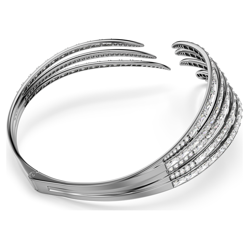 swarovski عقد شوكر the vienna collection، شكل ريشة، لون أبيض، طلاء روثينيوم