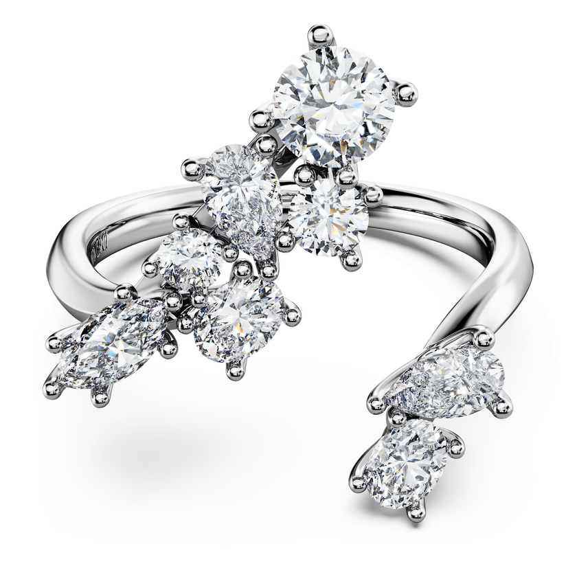 swarovski مفتوح خاتم galaxy، ألماس مُصنع في المختبر إجمالي 1 25 قيراط، أشكال متنوعة، ذهب أبيض عيار 18 قيراط