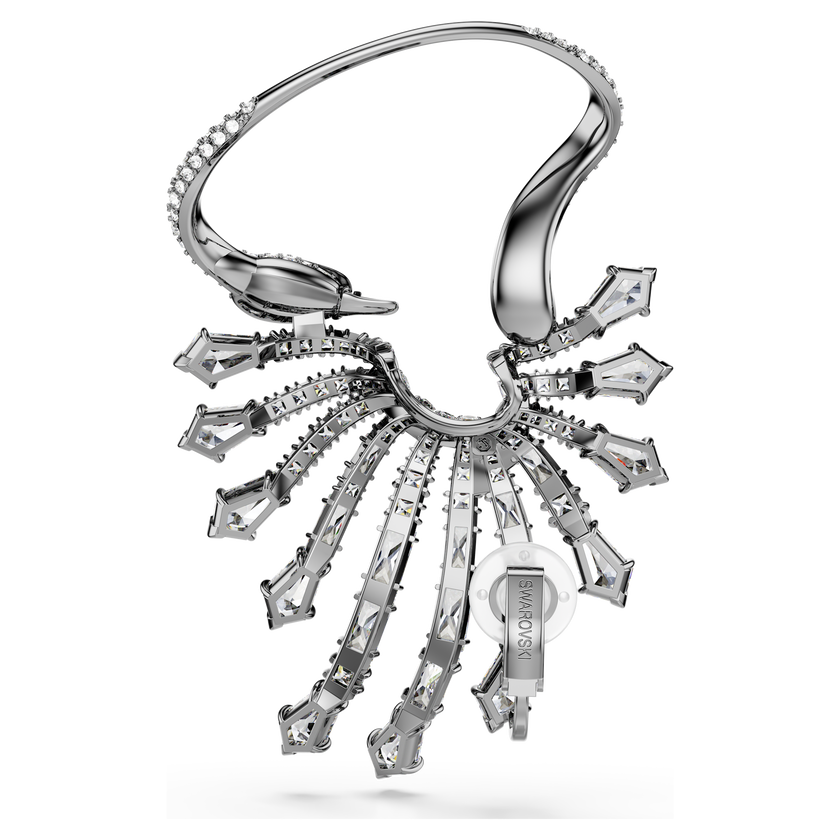 swarovski حلية الأذن the vienna collection، شكل بجعة، لون أبيض، طلاء روثينيوم