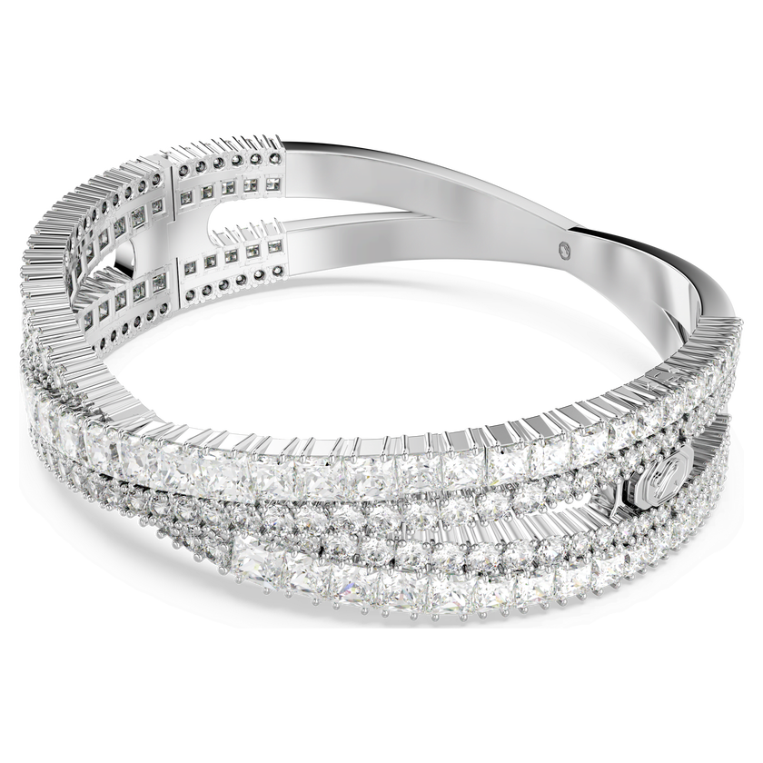 swarovski سوار hyperbola عريض، قطع متنوع، شكل إنفينيتي، لون أبيض، طلاء روديوم