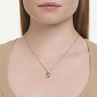 swarovski قلادة chroma، قطع متنوع، لون وردي، طلاء روديوم