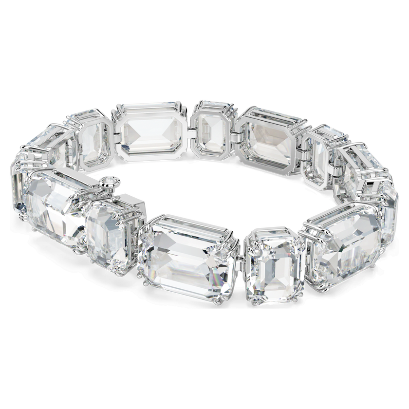 swarovski سوار millenia tennis، قطع مُثَمَّن، لون أبيض، طلاء روديوم