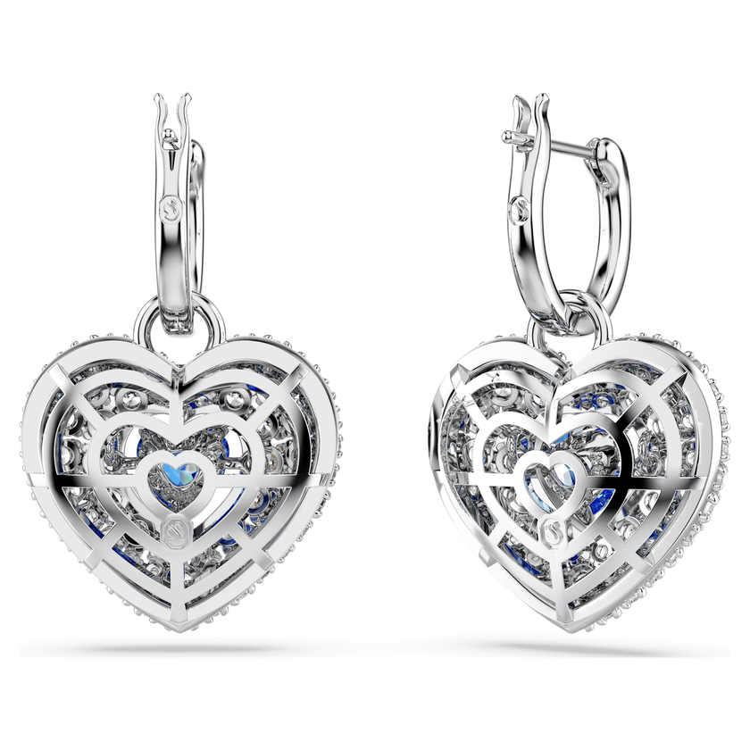 swarovski أقراط متدلية idyllia، على شكل قلب، لون أزرق، طلاء روديوم