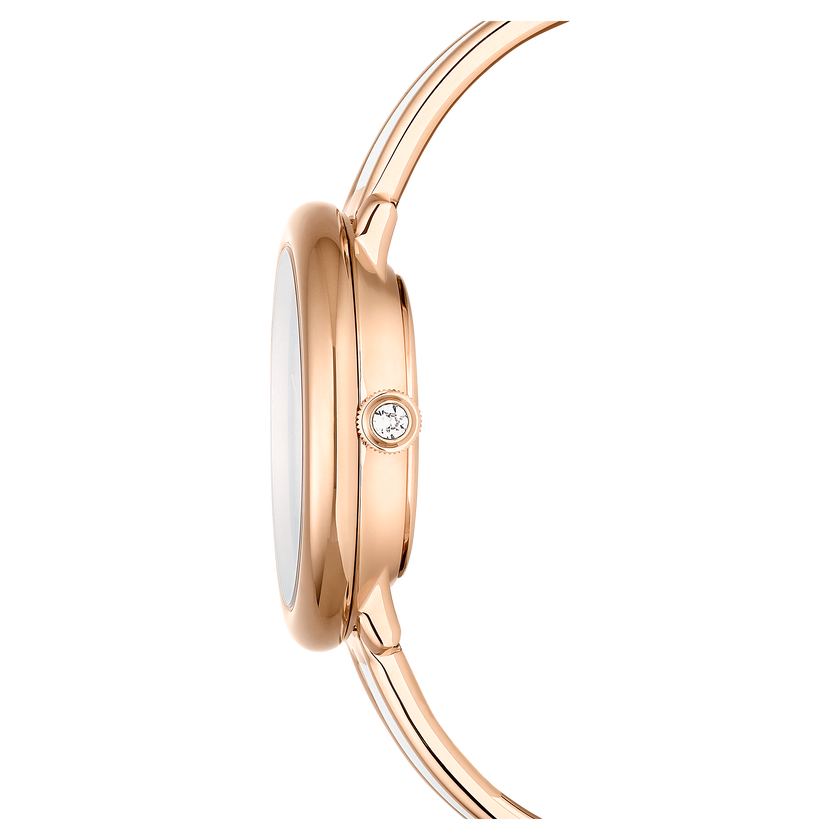 swarovski ساعة سوار crystalline، صناعة سويسرية، سوار معدني، لون أبيض، لمسة نهائية باللون الذهبي الوردي