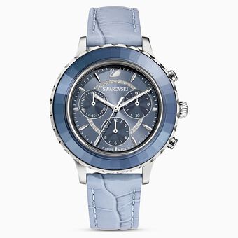 ساعة Octea Lux Chrono، حزام جلد، لون أزرق، ستانلس ستيل