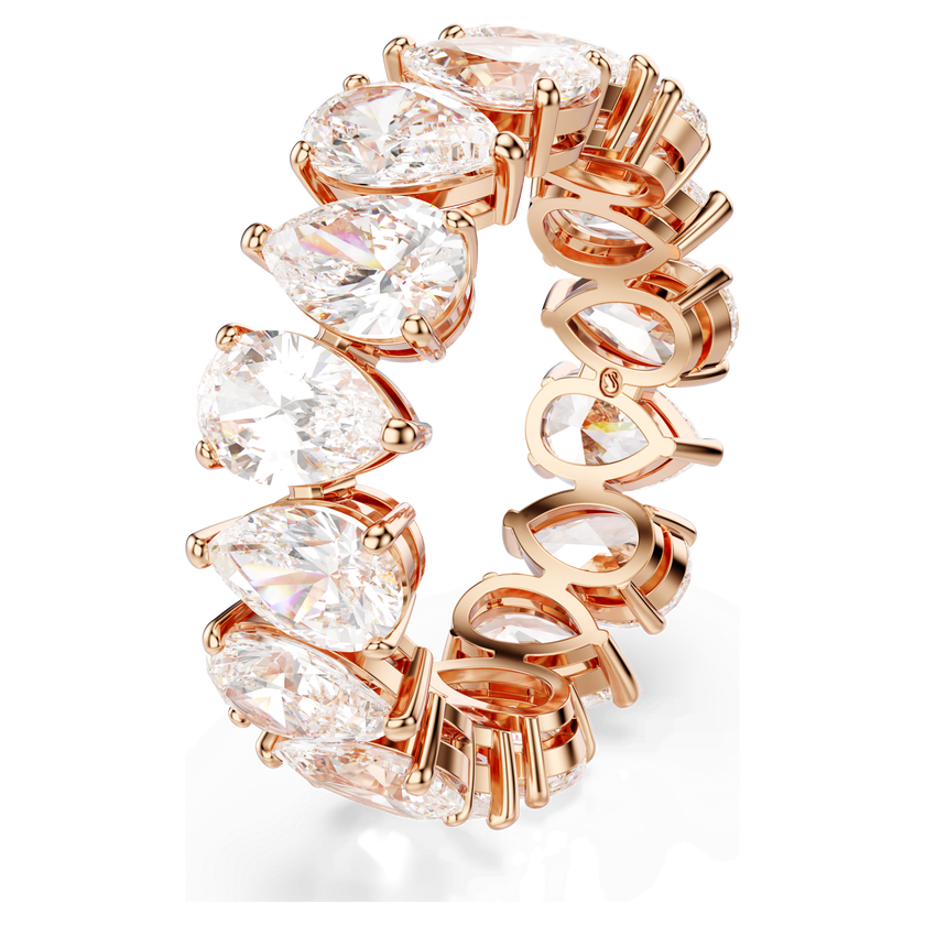 swarovski خاتم matrix vitorre، قطع على شكل كمثرى، لون أبيض، لمسة نهائية باللون الذهبي الوردي
