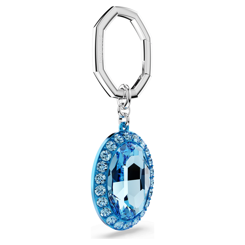 swarovski حلقة مفاتيح، قطع بيضاوي، لون أزرق، لمسة نهائية من معادن مختلطة
