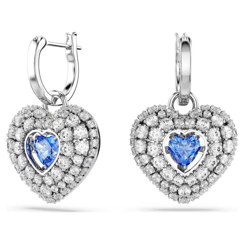 swarovski أقراط متدلية idyllia، على شكل قلب، لون أزرق، طلاء روديوم