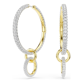 swarovski dextera hoop earrings  round cut  white  gold tone plated