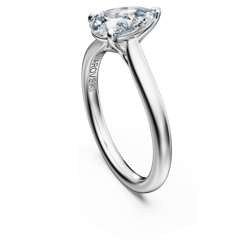 swarovski خاتم سوليتير eternity، أحجار ألماس مُصنعة في المختبر بإجمالي 1 قيراط، قطع على شكل كمثرى، ذهب أبيض عيار 18
