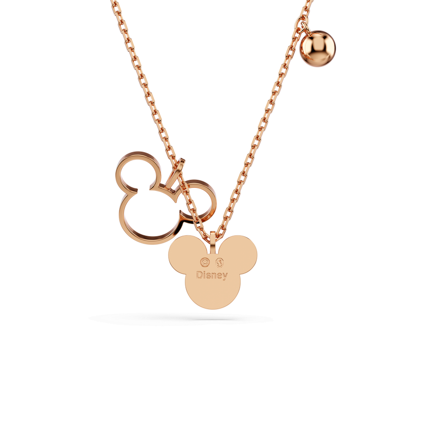 swarovski mickey   minnie pendant  black  rose gold tone plated