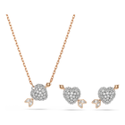 swarovski idyllia set  mixed cuts  heart with arrow  white  rose gold tone plated