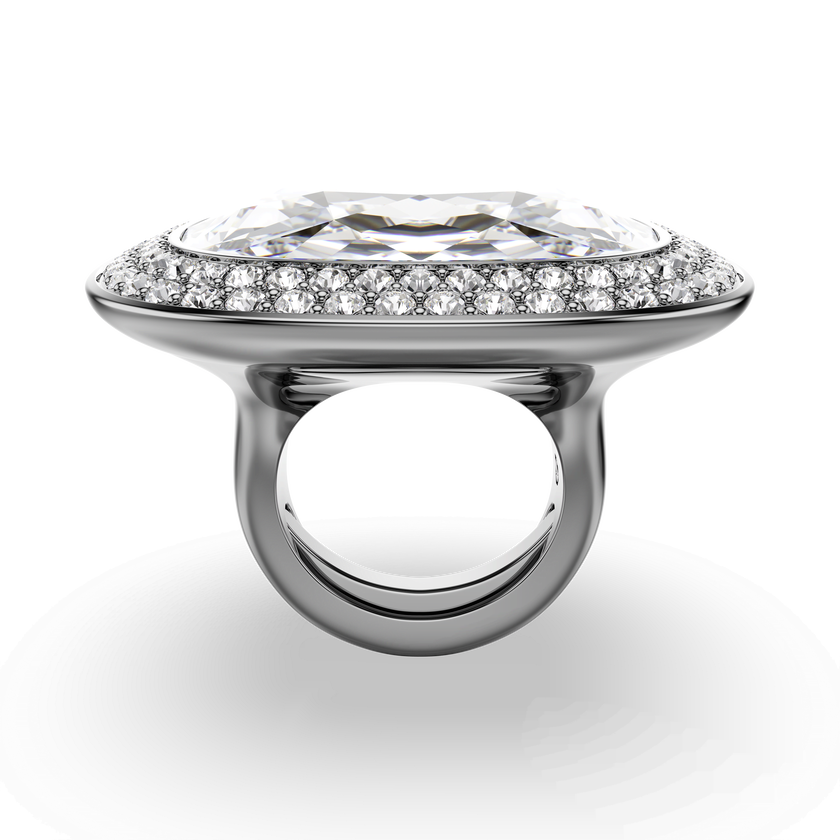 swarovski خاتم كوكتيل una angelic، قطع الوسادة، لون أبيض، طلاء روتينيوم