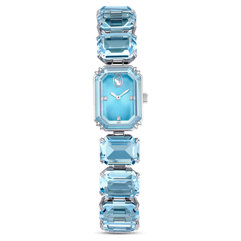 swarovski ساعة، سوار قطع مُثَمَّن، لون أزرق، ستانلس ستيل