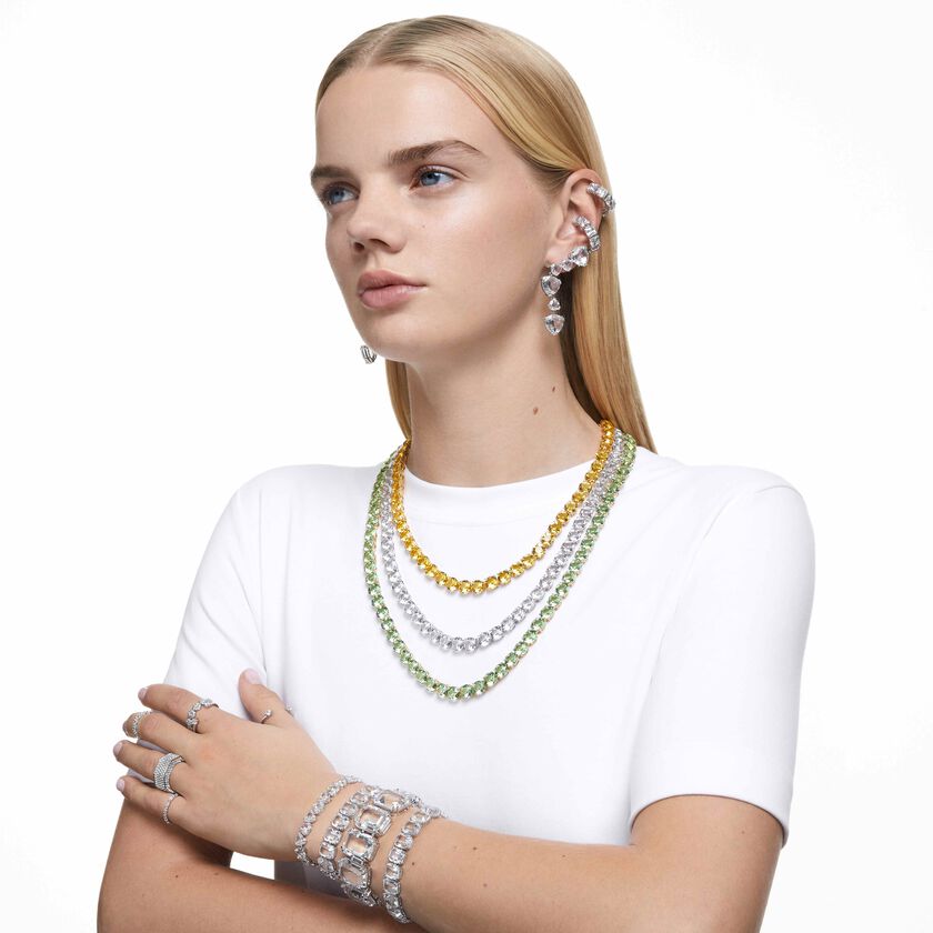 swarovski خاتم una angelic، قطع مُستدير، لون أبيض، طلاء روديوم