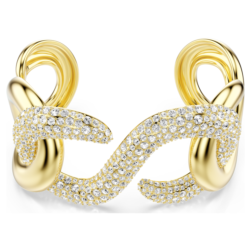 swarovski سوار عريضة dextera، قطع مستدير، لون أبيض، طلاء باللون الذهبي
