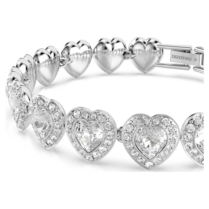 سوار تنس ariana grande x swarovski، قطع متنوع، شكل قلب، لون أبيض، طلاء روديوم