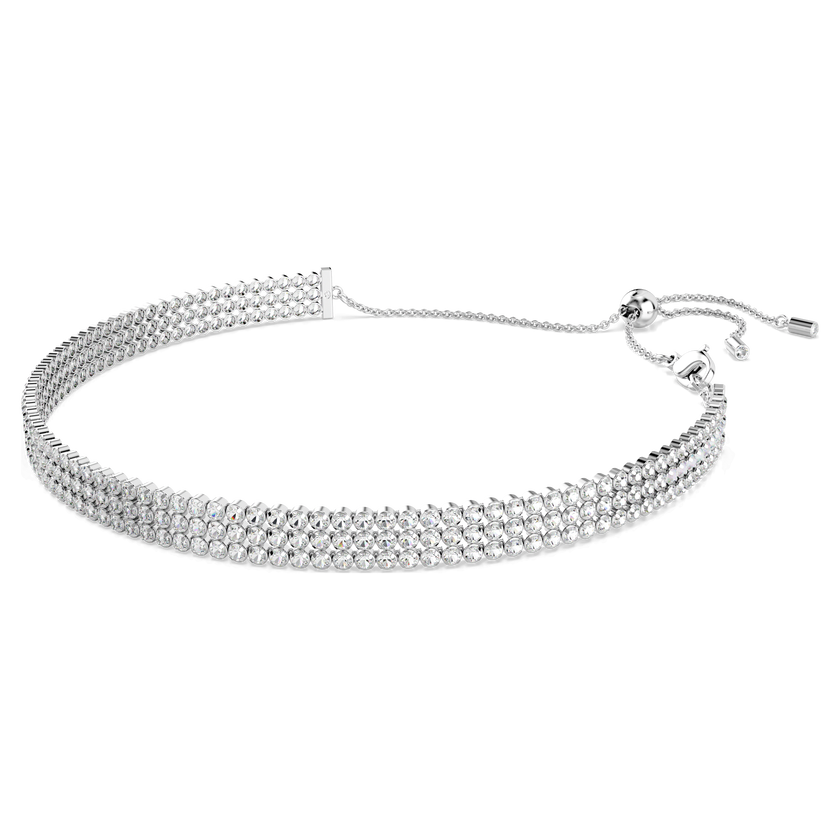 swarovski عقد شوكر matrix tennis، قطع مستدير، لون أبيض، طلاء روديوم
