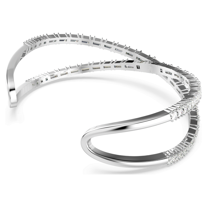 swarovski سوار hyperbola عريض، شكل لا نهاية، لون أبيض، طلاء روديوم