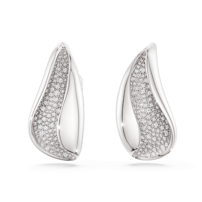 swarovski أقراط مشبك classica، تصميم مميز، قطع مُستدير، لون أبيض، فضة استرليني