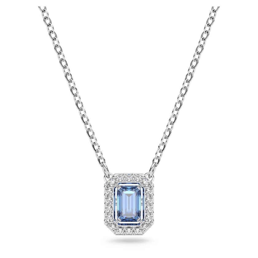 swarovski عقد una، قطع مثمن، لون أزرق، طلاء روديوم