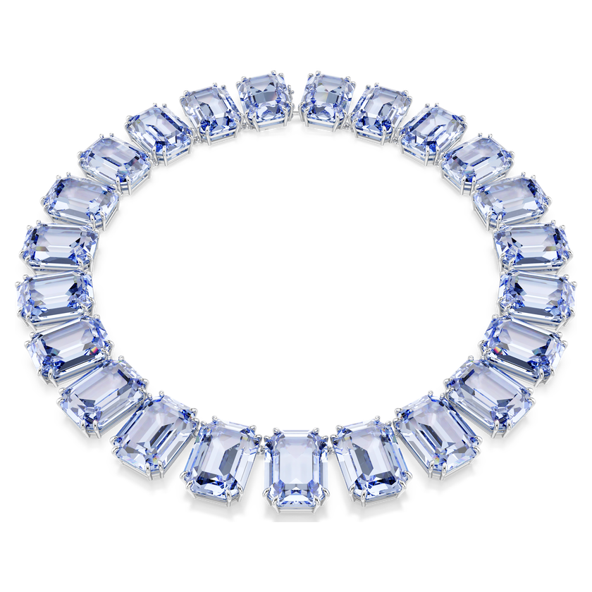 swarovski عقد millenia tennis، قطع مثمن، لون أزرق، طلاء روديوم