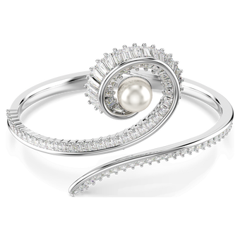 سوار Ariana Grande x Swarovski، لؤلؤة كريستال، قطع باغيت، لون أبيض، طلاء روديوم سوار ariana grande x swarovski، لؤلؤة كريستال، قطع باغيت، لون أبيض، طلاء روديوم