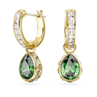 swarovski أقراط متدلية chroma، على شكل كمثرى، لون أخضر، طلاء بلون ذهبي