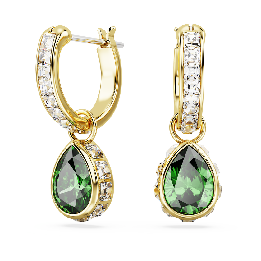 swarovski أقراط متدلية chroma، على شكل كمثرى، لون أخضر، طلاء بلون ذهبي