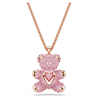 swarovski قلادة teddy، لون وردي، طلاء ذهبي وردي