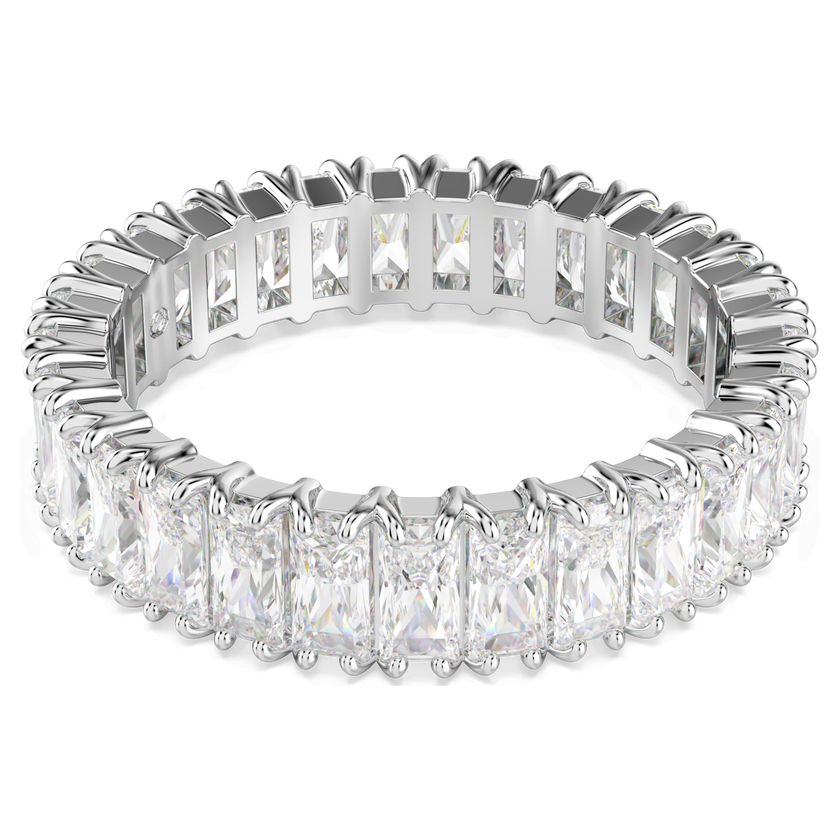 swarovski خاتم matrix، قطع باغيت، لون أبيض، لمسة نهائية باللون الفضي