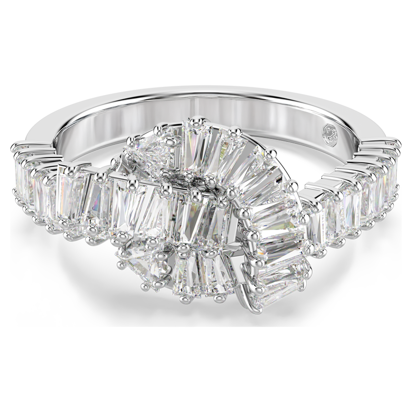 swarovski خاتم matrix، قطع باغيت، شكل عقدة، لون أبيض، طلاء روديوم