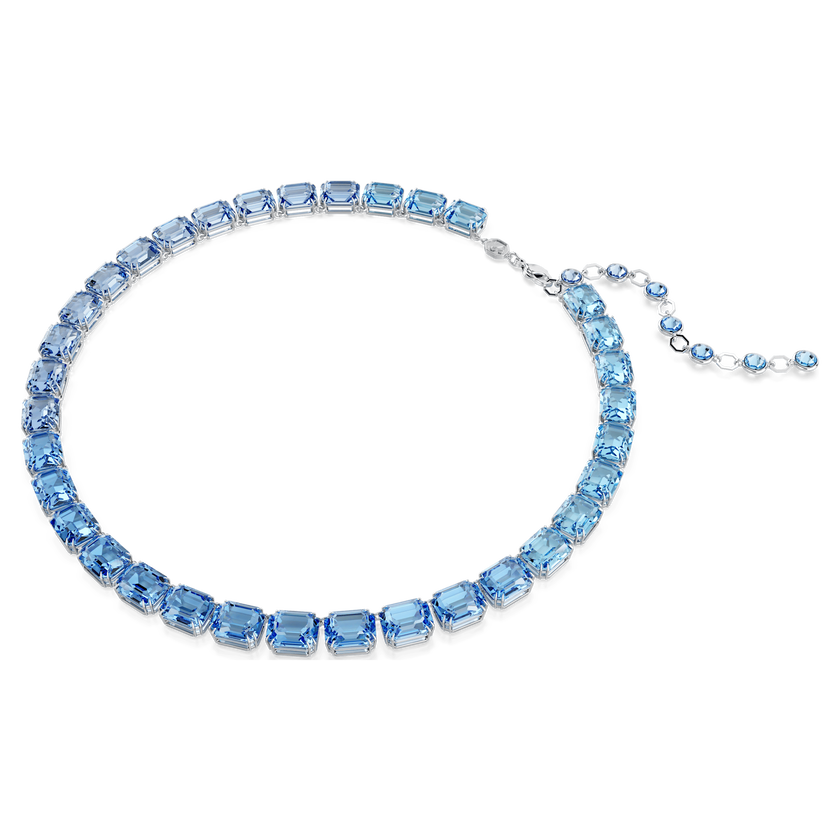 swarovski عقد millenia، قطع مثمن، لون متدرج، لون أزرق، طلاء روديوم