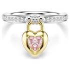 swarovski خاتم موتيف idyllia، قطع متنوع، شكل قلب، لون وردي، لمسة نهائية من معادن مختلطة