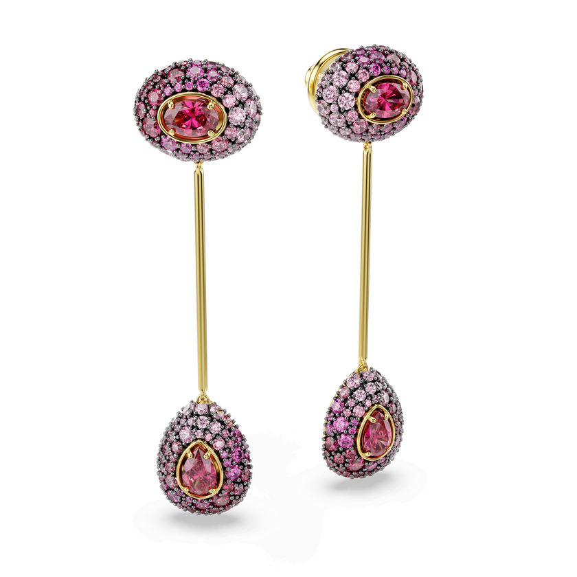 swarovski أقراط متدلية sublima، قطع على شكل كمثرى، لون أحمر، لمسة نهائية من الذهب عيار 18 قيراط