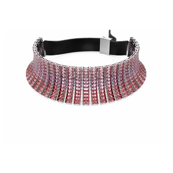 swarovski matrix choker  baguette cut  pink  rhodium plated