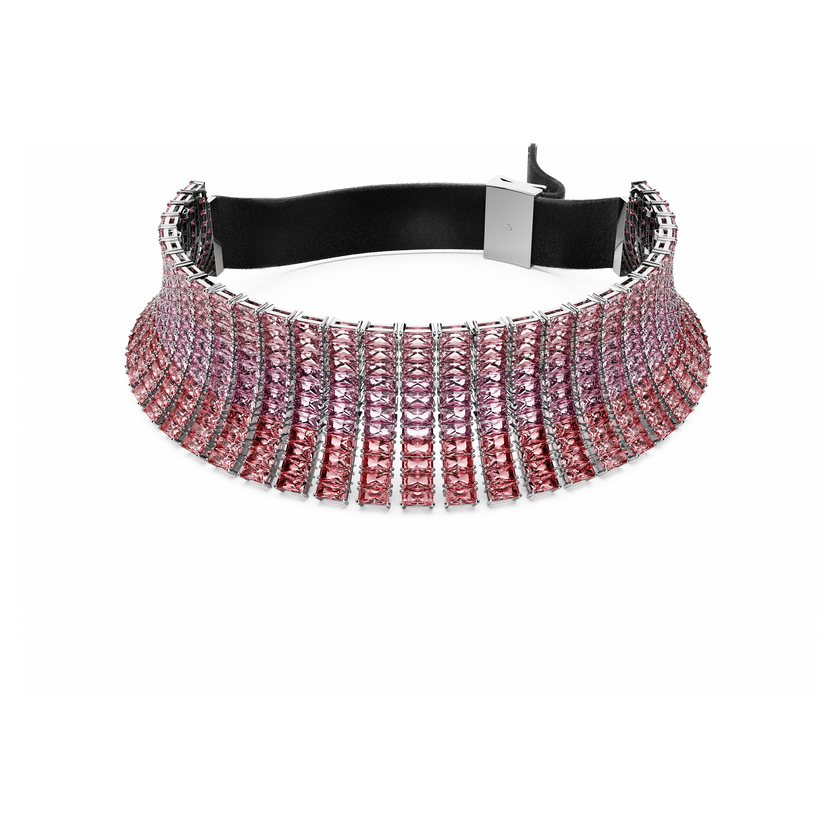 swarovski matrix choker  baguette cut  pink  rhodium plated