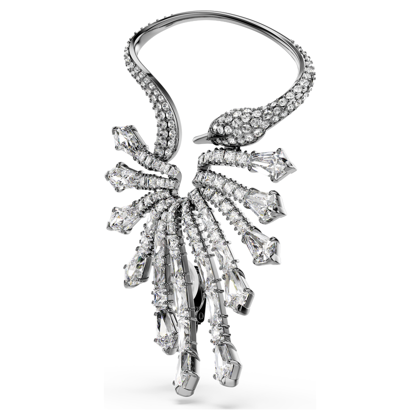 swarovski حلية الأذن the vienna collection، شكل بجعة، لون أبيض، طلاء روثينيوم